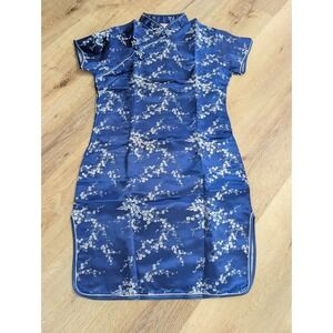 VTG Women's Cobalt Blue Mandarin Collar Dress, XL Tag with SM Measurements